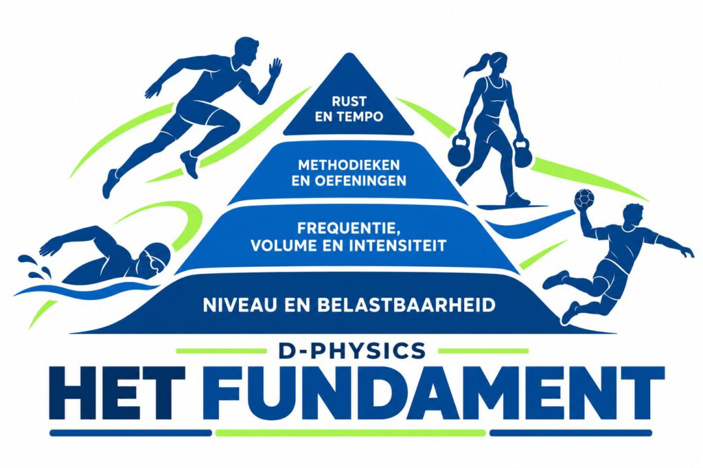 De opbouw van Het Fundament als piramide, van niveau en belastbaarheid onderaan tot rust en tempo bovenin